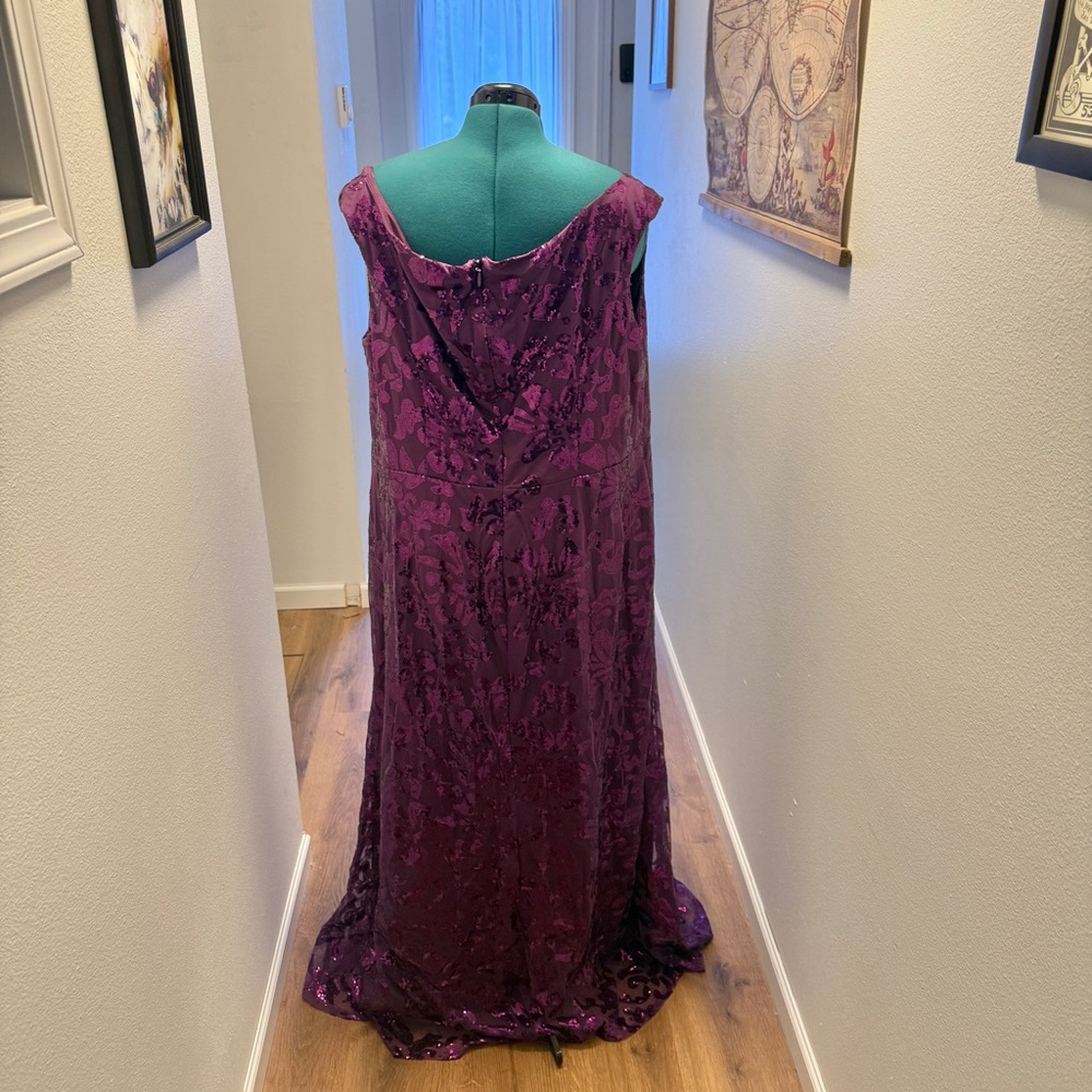 Elegant Sequin Purple Evening Gown